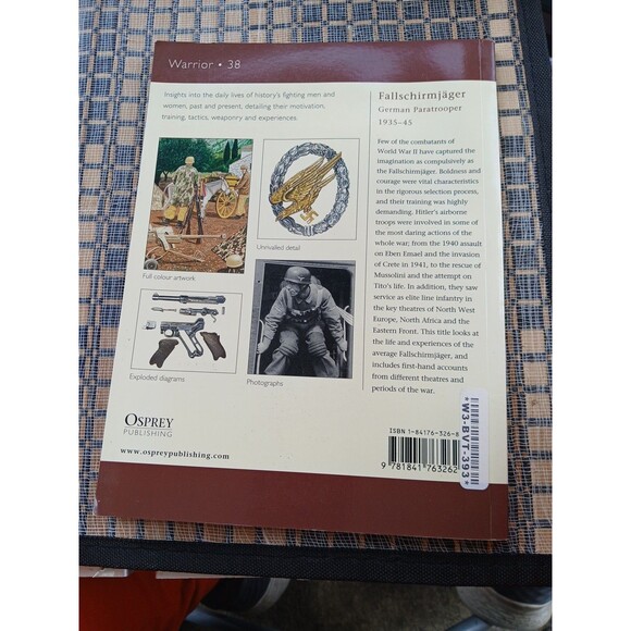 Osprey Warrior 38 Fallschirmjäger German Paratrooper 1935-45 Equipment Weapons - Picture 2 of 8